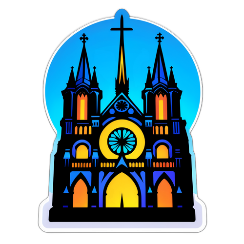 Stylizowana sylwetka Katedry Notre Dame