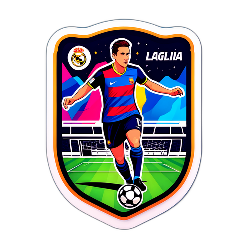 Ein kreatives Design mit dem LaLiga-Logo und einer Fußballspielszene
