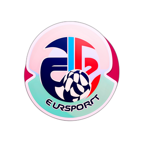 Sticker cu logo-ul Eurosport, minimalist pe fundal pastelat
