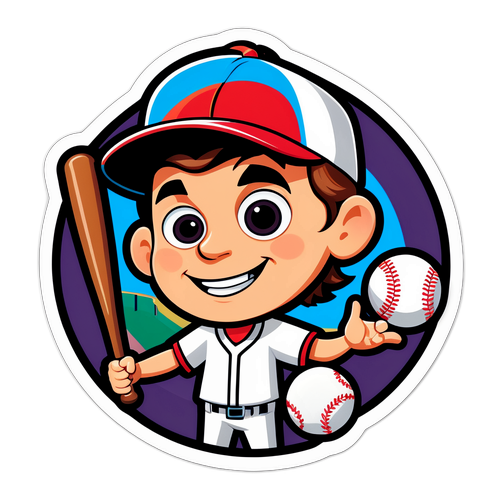 Cartoon Character Baseball Fun Sticker