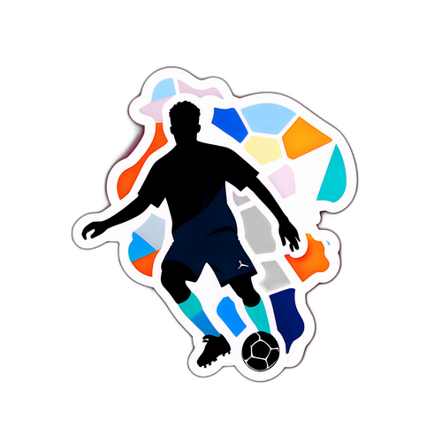 Silhouette minimalistă a lui Lamine Yamal pe fundal abstract de fotbal