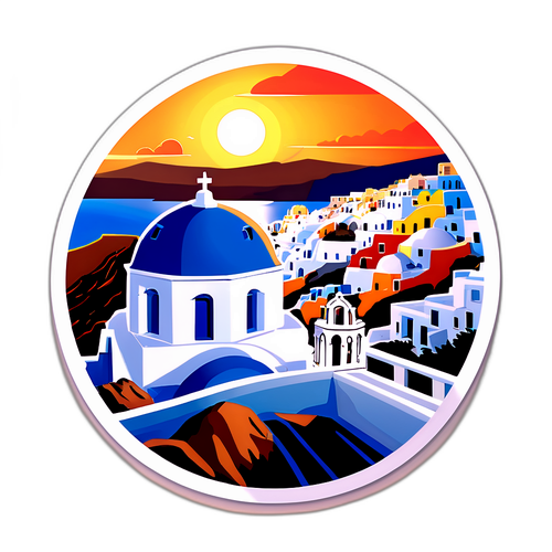 Σαντορίνη Τοπίο με Ηλιοβασίλεμα