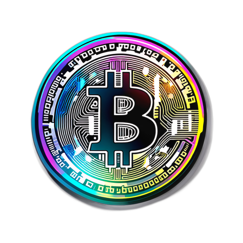 Bitcoin w stylu cyberpunk z efektami holograficznymi