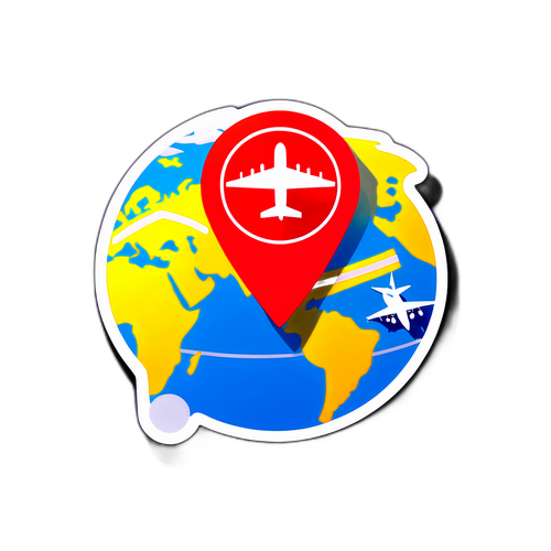 สติกเกอร์การจองตั๋วเครื่องบินพร้อมแผนที่