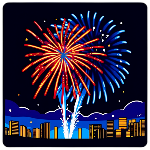 夜空に輝く花火のイラスト