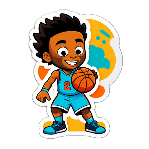 Masiglang Kartun na Sticky ng Dribbling na Karakter