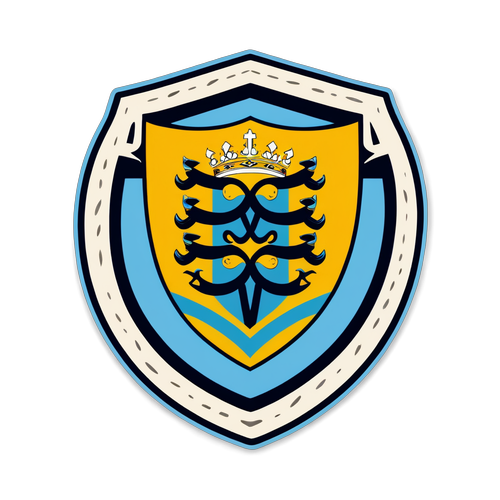 Sticker deportivo con los escudos entrelazados de San Martín de Tucumán y Racing de Córdoba