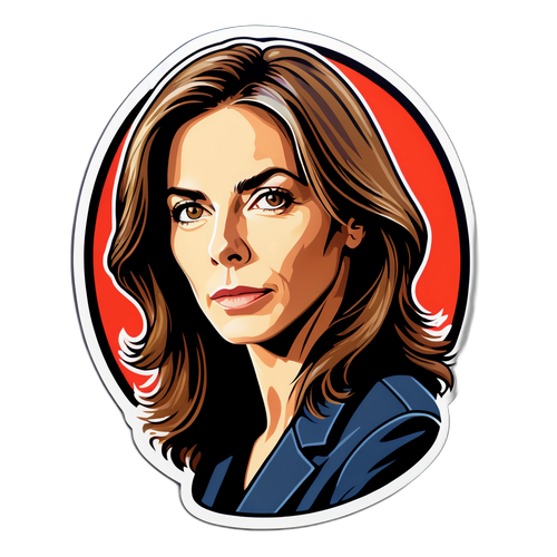 Un elegante adesivo di Kathryn Bigelow con sfondo di set cinematografico