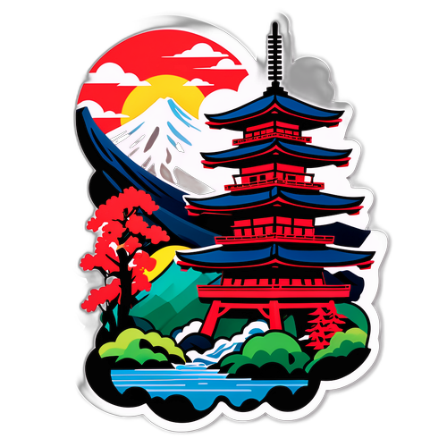 Arte ng Tanawin ng Japan na may Tsunami