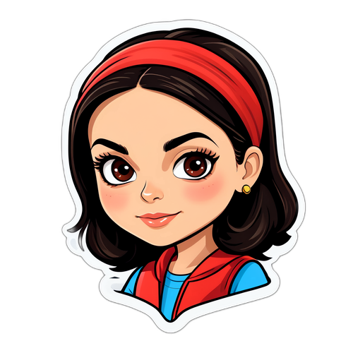 Urocza naklejka w stylu kreskówkowym z Mila Kunis