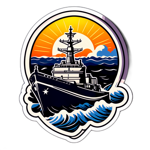 Військовий корабель "Маковій" на фоні буремного моря