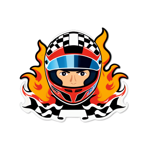 Sticker Creativo di Kimi Antonelli con Casco da Corsa