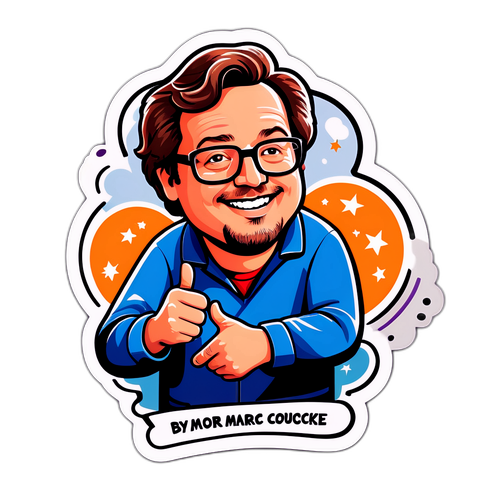 Speelse sticker van Marc Coucke