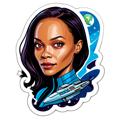 Ilustrace samolepky představující Zoe Saldana v její nejznámější roli