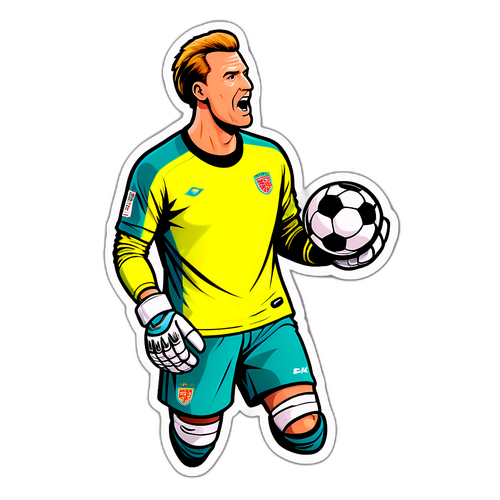 Comic-Sticker von Eike Immel als Torwart