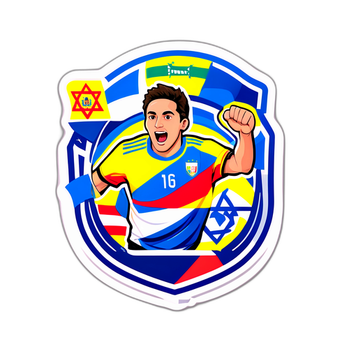 מדבקה צבעונית של רגע השער במשחק בין ישראל למולדובה