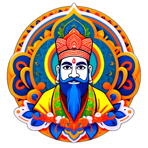 Vibrant klistermärke av Dhurandhar i traditionell klädsel