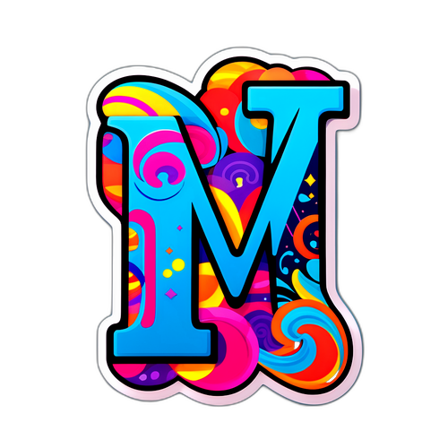 Stiker Huruf M Berwarna Warni