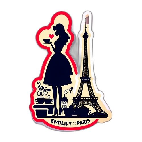 Emily in Paris Aufkleber mit Eiffelturm