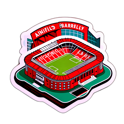 Sticker cu ilustrație retro a Stadionului Anfield