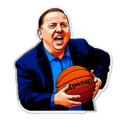 Sticker ni Coach Tom Thibodeau na may Basketball Court na Background