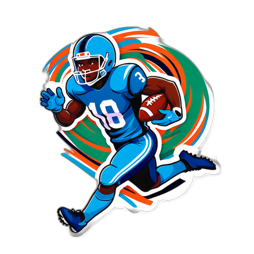 Dynamic Football Runner Sticker
