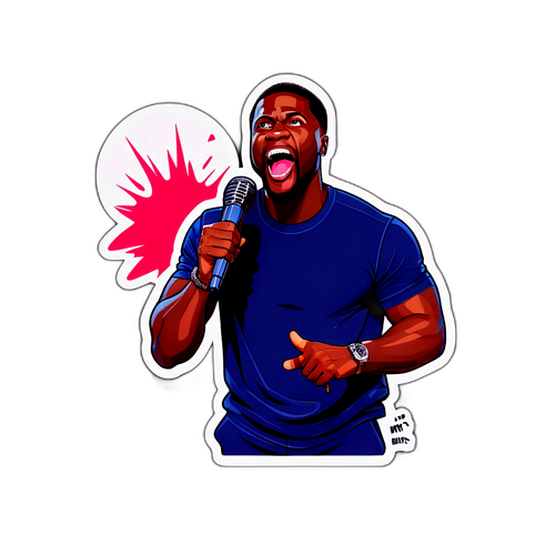 Autocollant drôle de Kevin Hart avec un microphone