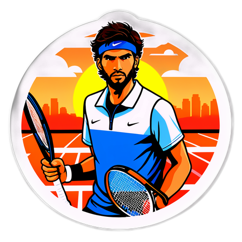Sticker de Karen Khachanov en la cancha de tenis
