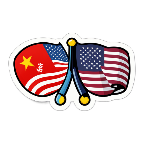 中美文化交流标志贴纸