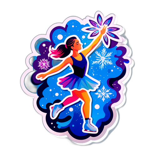 Design vibrant cu patinatoare în mijlocul unei piruete