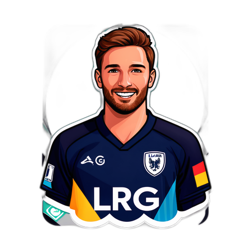 Kreatywna naklejka prezentująca kluczowy moment kariery Liama Delapa