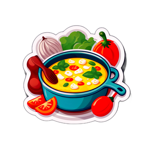 キッチンの喜びを表現する料理のイラスト