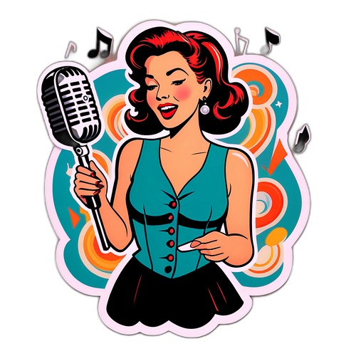 Adesivo retro di Iva Zanicchi che canta