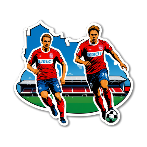 FC Utrecht Sticker met Actiefoto's van Spelers en Almere City Achtergrond