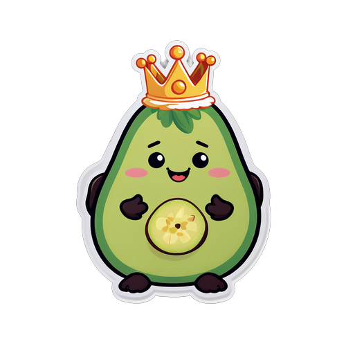 Happy Crowned Avocado Sticker