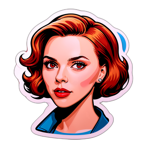 Autoadesivo di Scarlett Johansson in Stile Cartone Animato