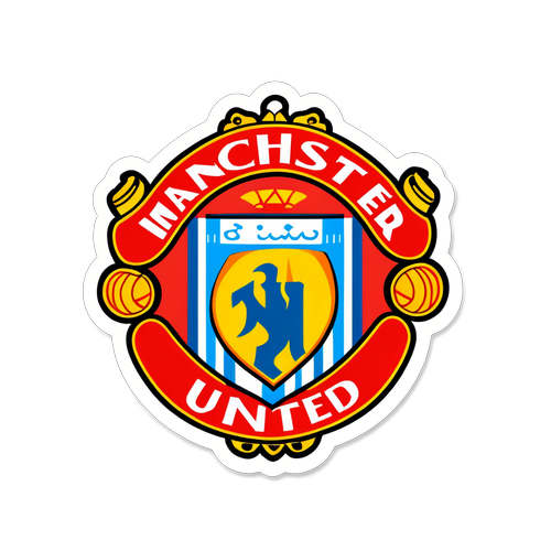 Oplev Mesterlig Minimalisme: Man Utd's Ikoniske Crest med 'Ungdom, Mod, Historie' på Rød Baggrund!