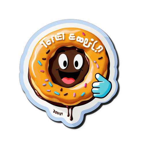 Stiker Donat dan Kopi Bahagia