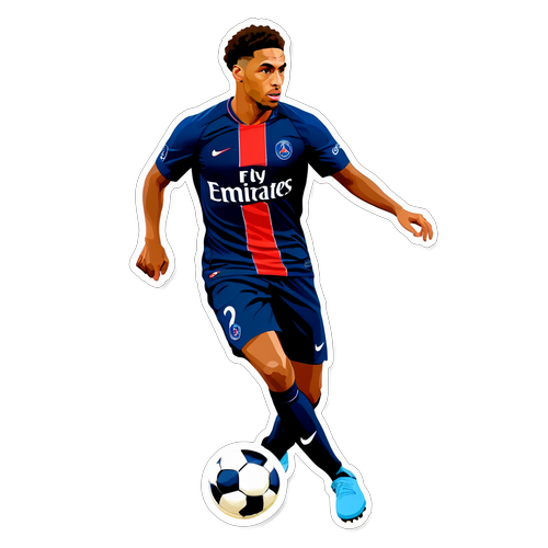 Sticker ng Bituin ng PSG na Nagsasagawa ng Dribbling