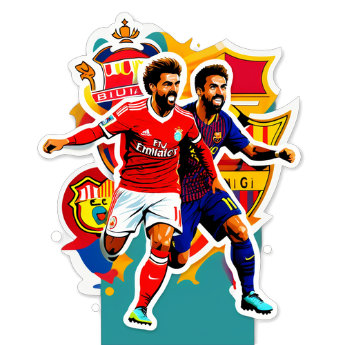 Animated Team Rivalry Sticker: Benfica vs. Barcelona