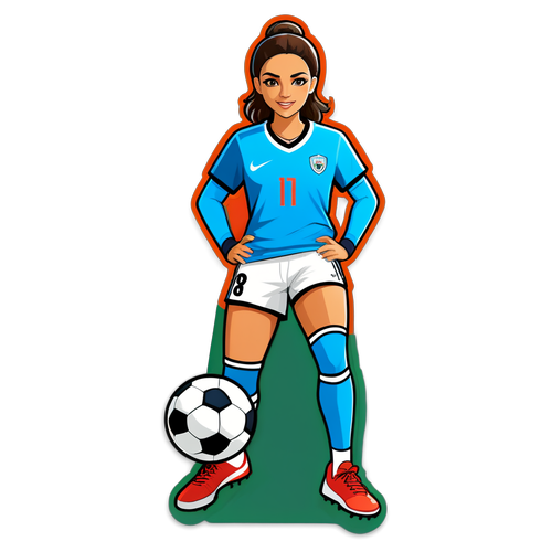 Sticker van Tamara Elbaz in sportoutfit met een voetbal