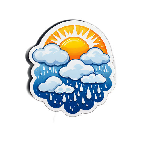 Стикер с изображением погоды в Чите: метель, солнце и дождь