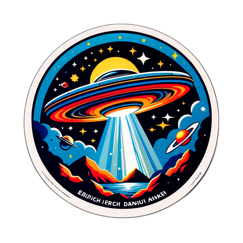 Avaruus ja UFO -teemojen innoittama tarra