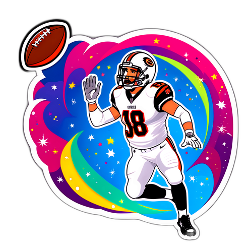 Cute Cartoon of a Football Player Catching a Ball