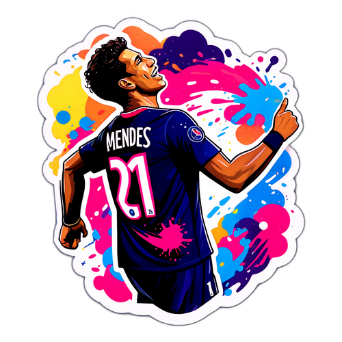 Rappresentazione artistica di Mendes con maglia PSG