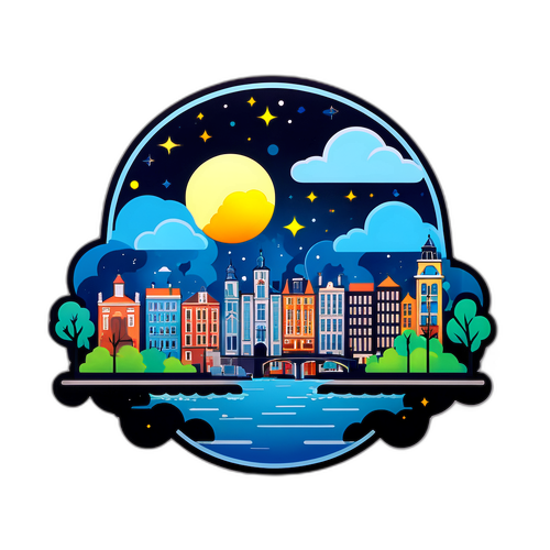 Sticker représentant Montargis de jour et de nuit