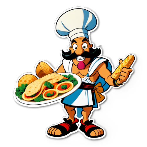 Le sticker humoristique d'Astérix appréciant les plats égyptiens