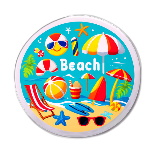Sticker cu tematica plajei: "Beach Please!"