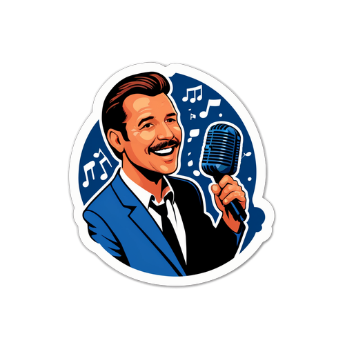 Lebendiger Aufkleber von Jan Josef Liefers mit Mikrofon