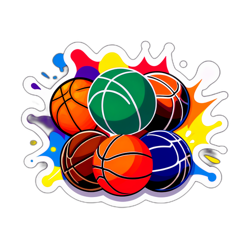 Mga Basketball na May Iba't Ibang Logo ng Koponan